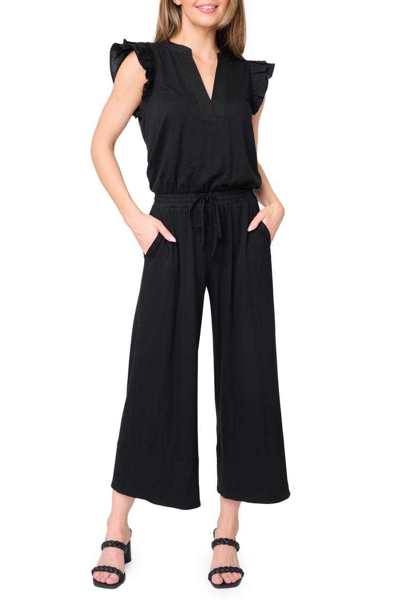 Essential Luxe Crop Wide Leg Jumpsuit, Main, color, BLACK