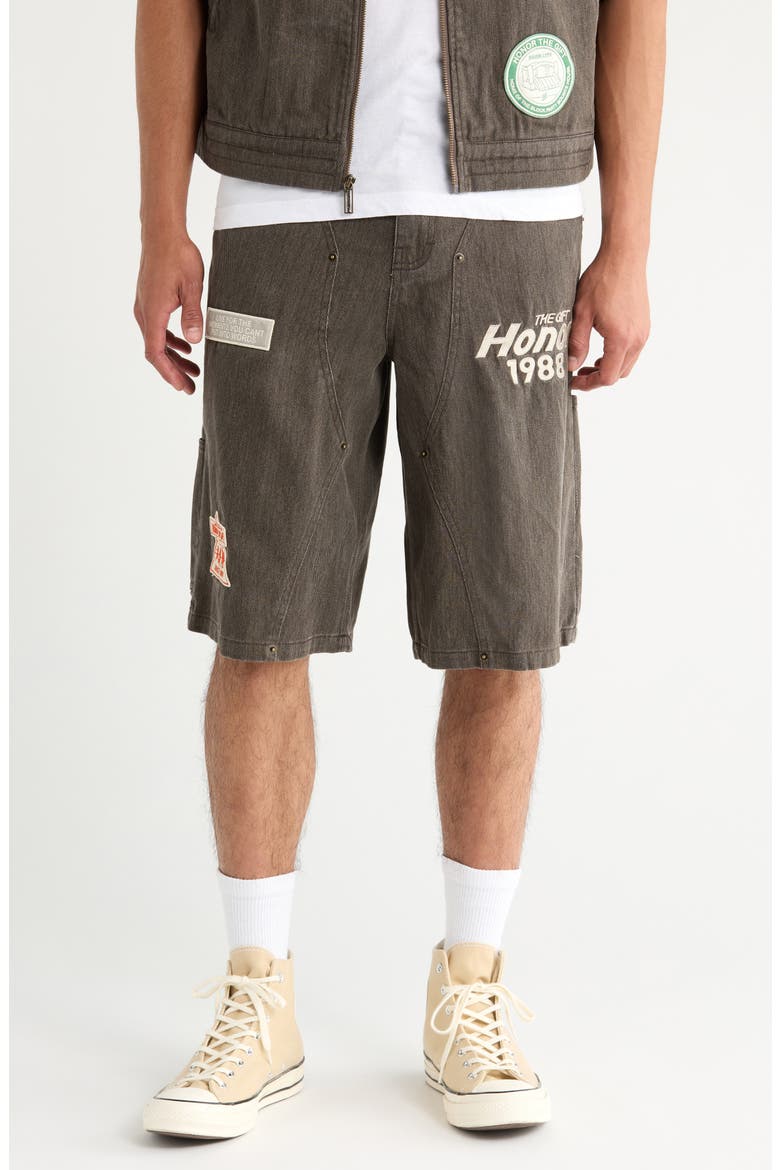Cotton Twill Carpenter Shorts, Main, color, BLACK