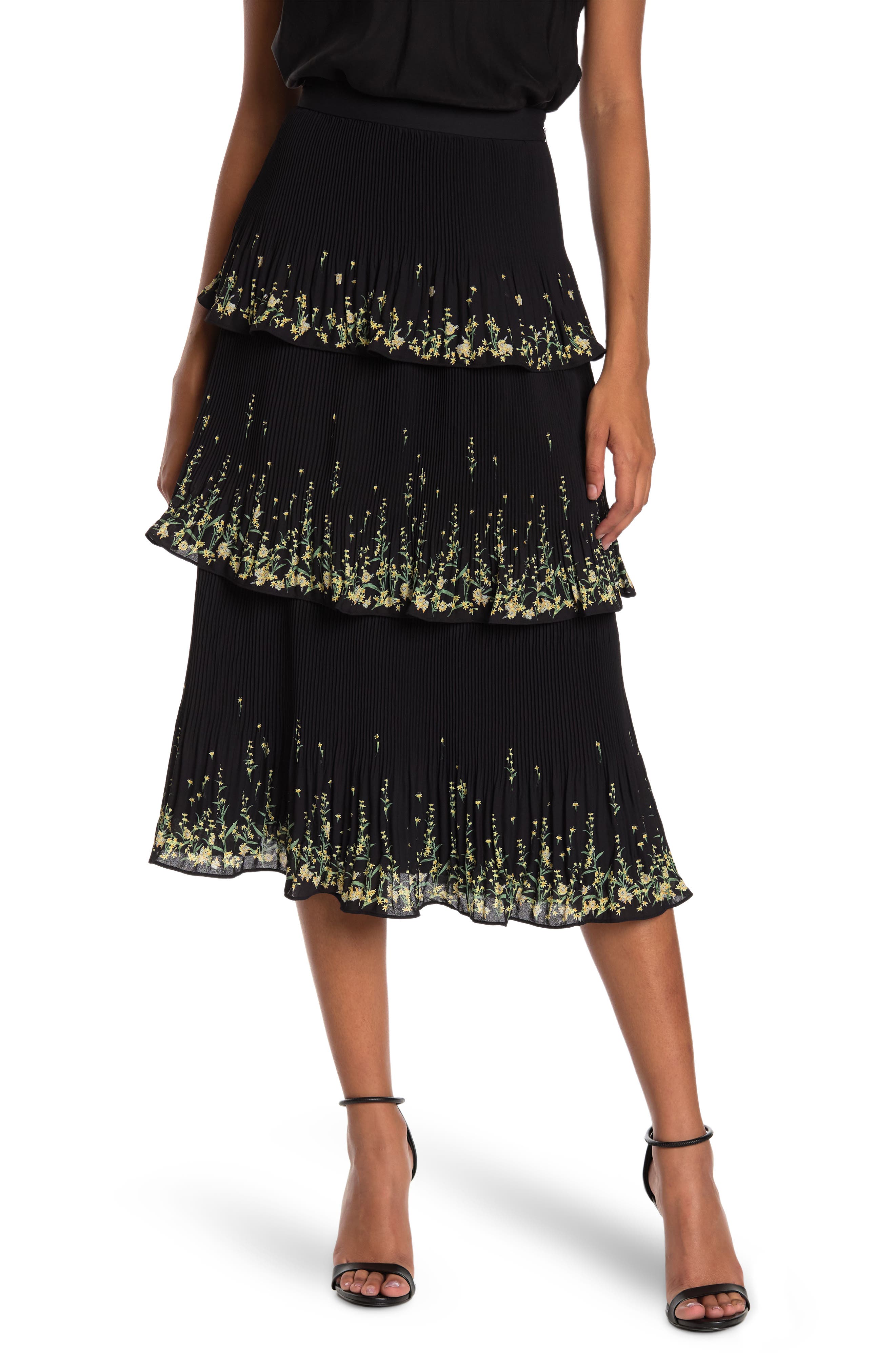 Ted Baker London TED BAKER Carsena Papyrus Tiered Pleated Skirt (Women ...