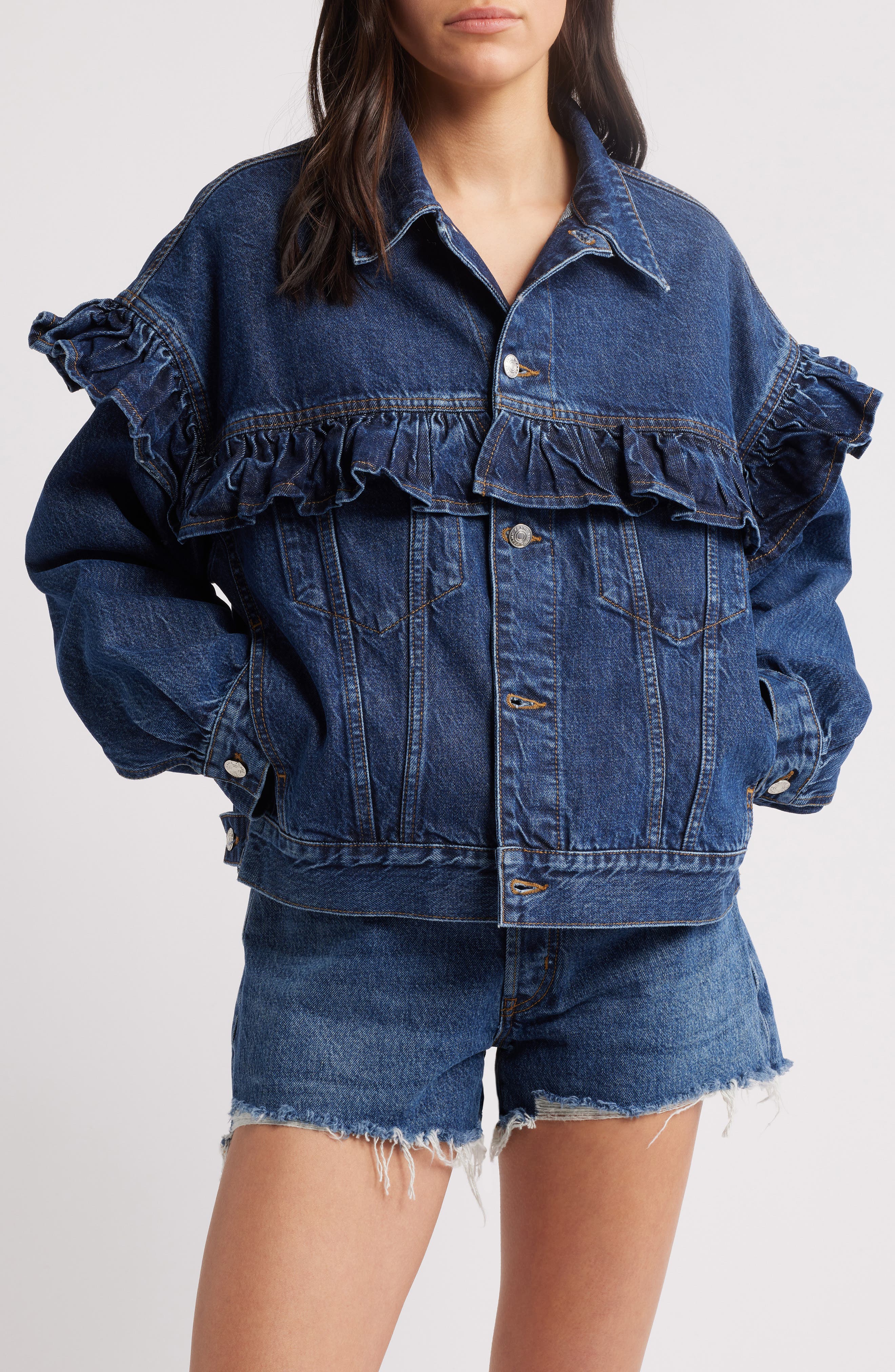 FRAME The Ruffle Denim Jacket | Nordstromrack