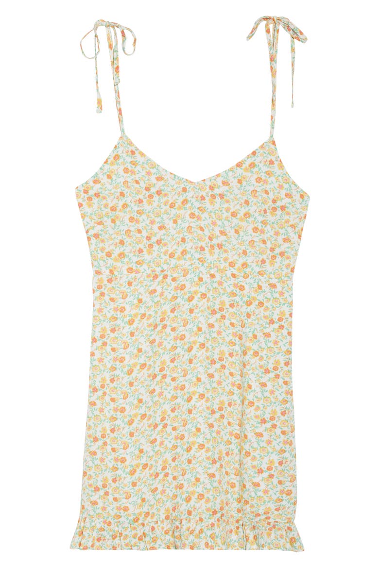 Heart Breaker Tie Strap Floral Mini Sundress, Alternate, color, SALT CRYSTAL