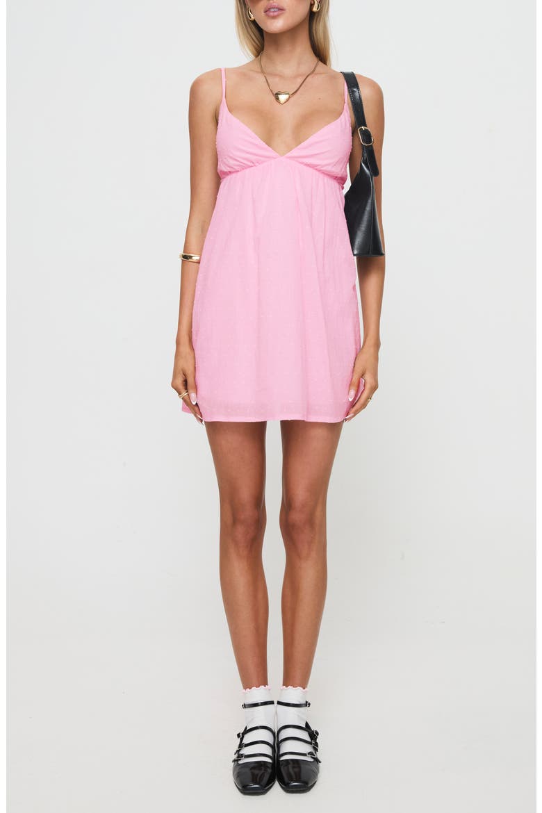 Koko Swiss Dot Cotton Babydoll Minidress, Main, color, PINK