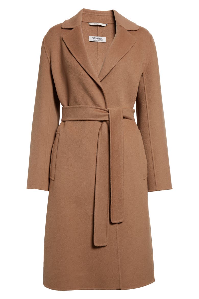 Pauline Belted Double Face Virgin Wool Wrap Coat, Alternate, color, CAMEL