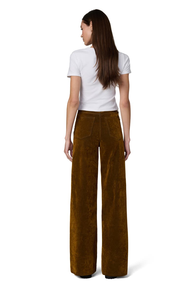 The Mia High Waist Wide Leg Flocked Pants, Alternate, color, BRONZE BROWN