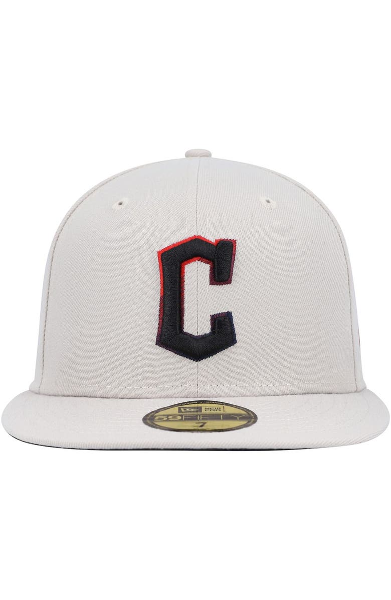 New Era Men's New Era Khaki Cleveland Guardians Stone Dim Undervisor 59FIFTY Fitted Hat, Alternate, color, 