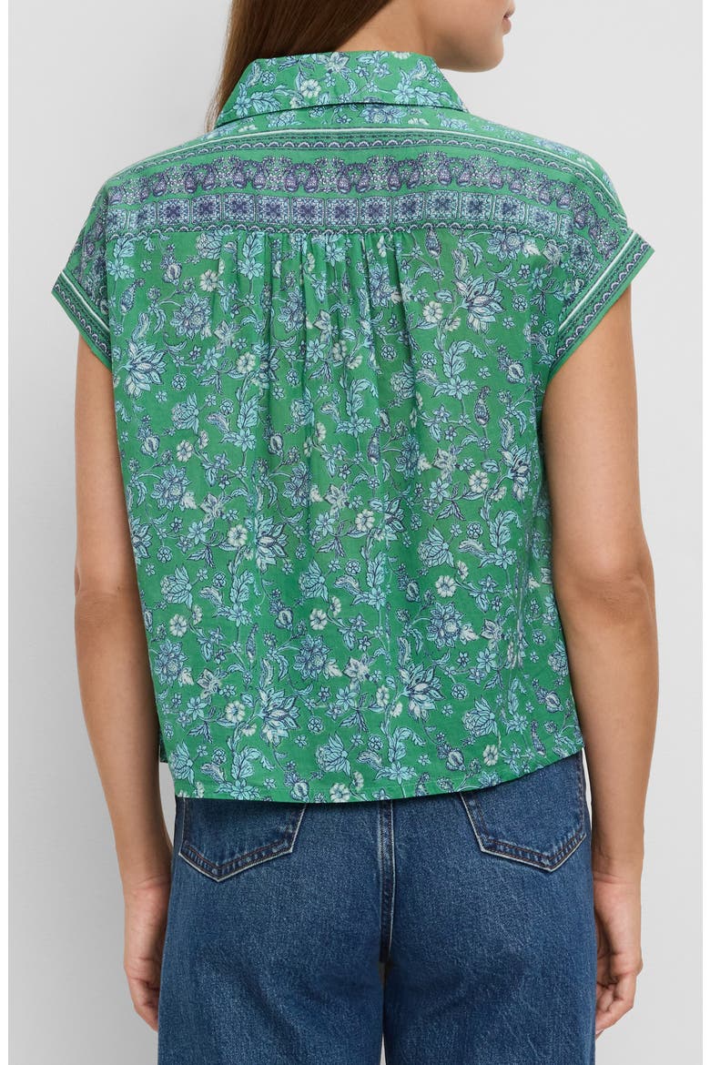 Liliane Print Button-Up Shirt, Alternate, color, ARUBA BORDER PRINT