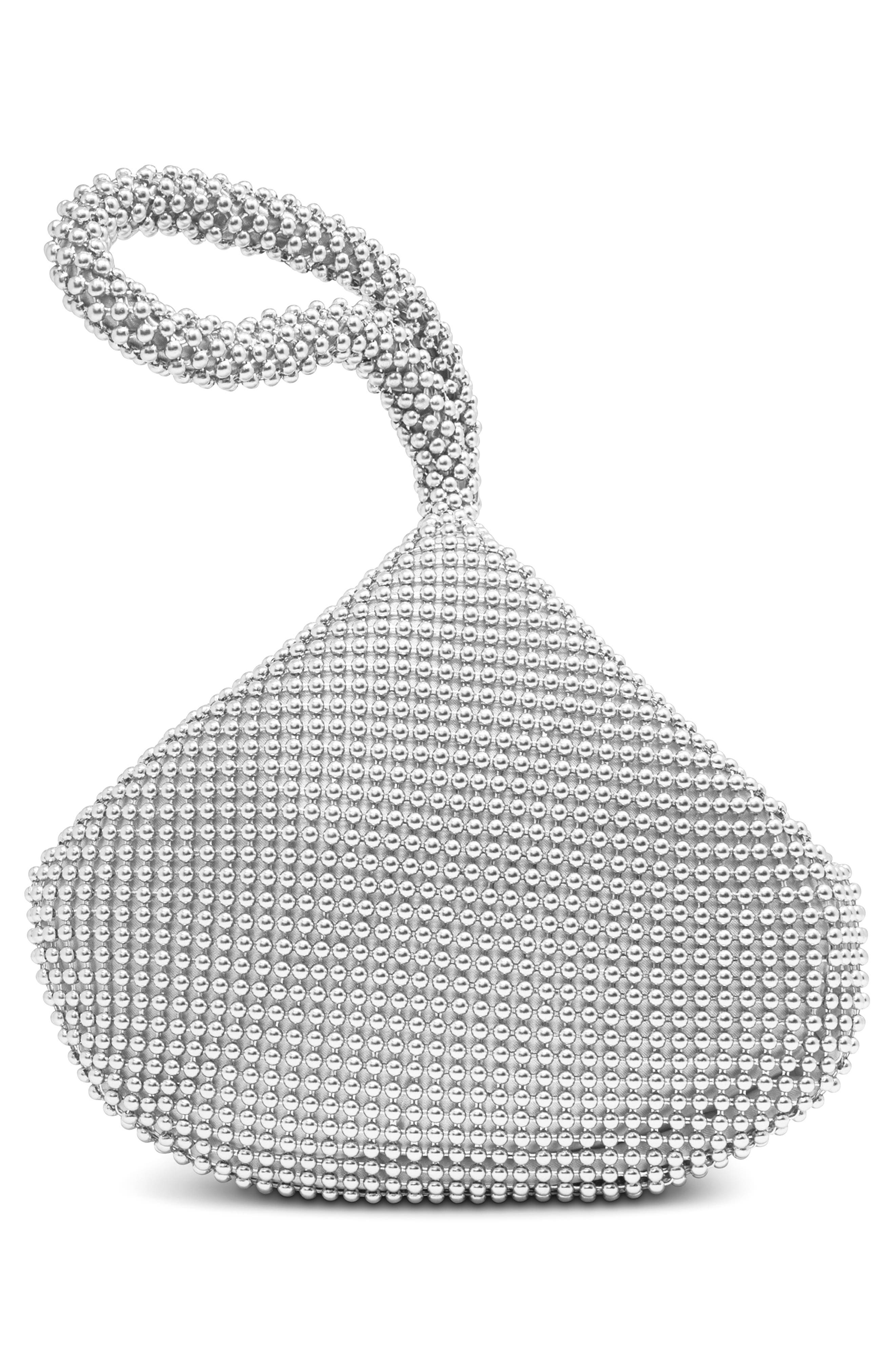 Jessica McClintock Staci Beaded Mesh Wristlet, Alternate, color, 42N Silver