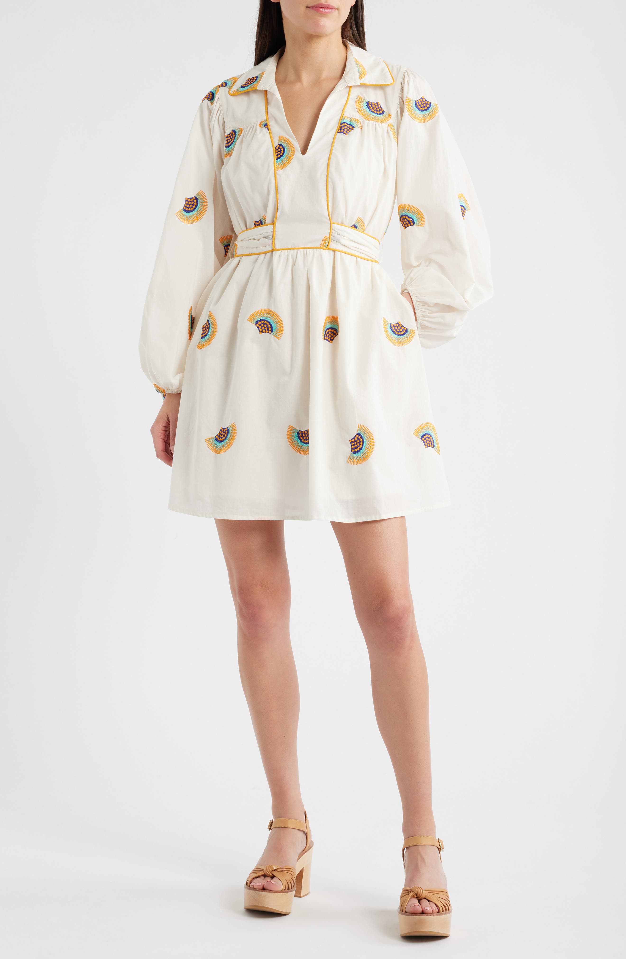 CIEBON Halliday Embroidered Long Sleeve Dress