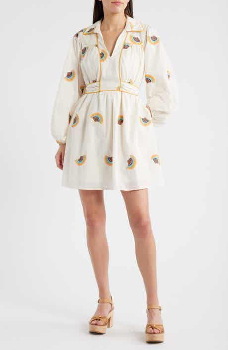 CIEBON Halliday Embroidered Long Sleeve Dress