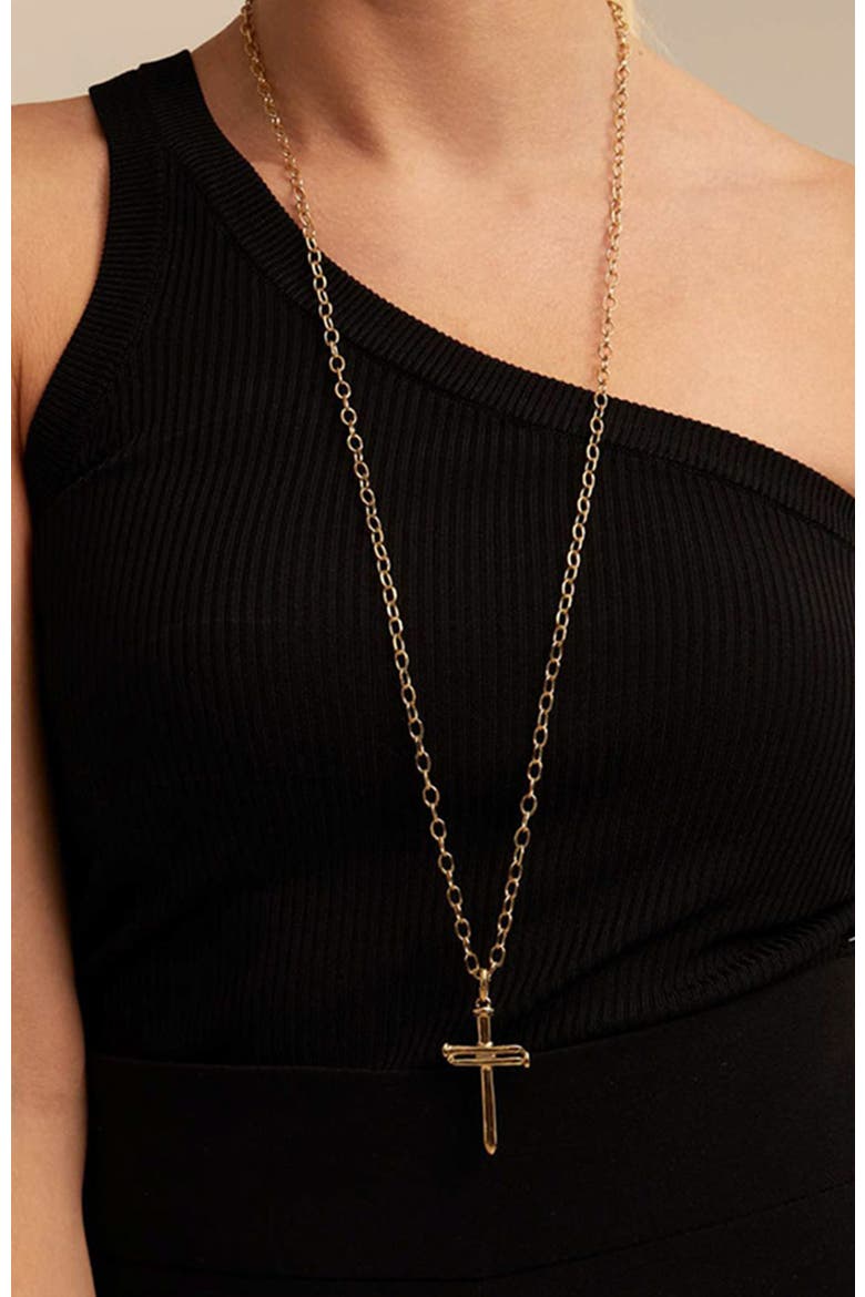 18K Gold-Plated Large Sized Cross Charm, Alternate, color, Gold