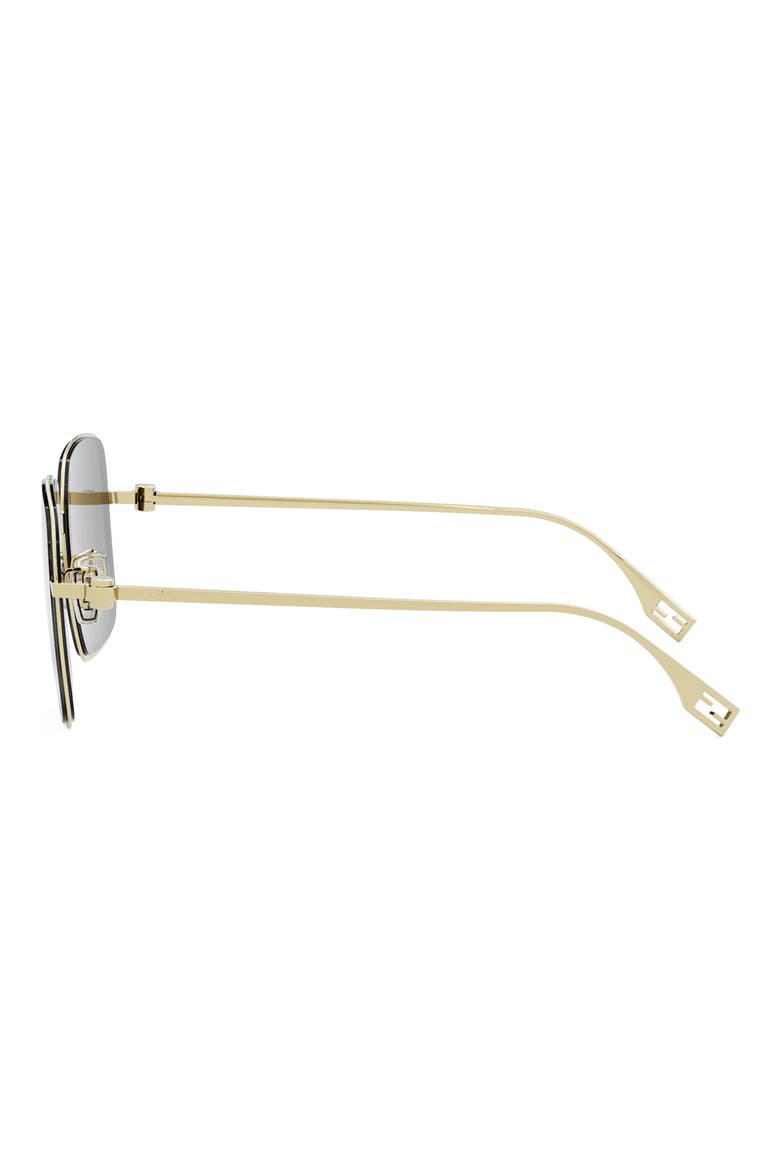 'Fendi Baguette 55mm Geometric Sunglasses, Alternate, color, SHINY ENDURA GOLD / SMOKE