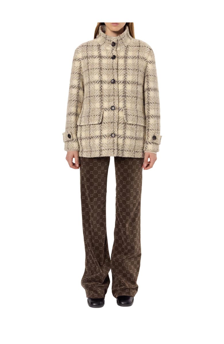 GERARD DAREL Manuela Oversize Checked Coat, Alternate, color, Natural