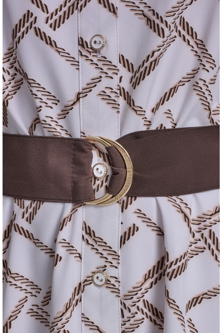 Hanky Hem Crepe Midi Shirtdress, Alternate, color, SOFT WHITE/ HUMMUS MULTI