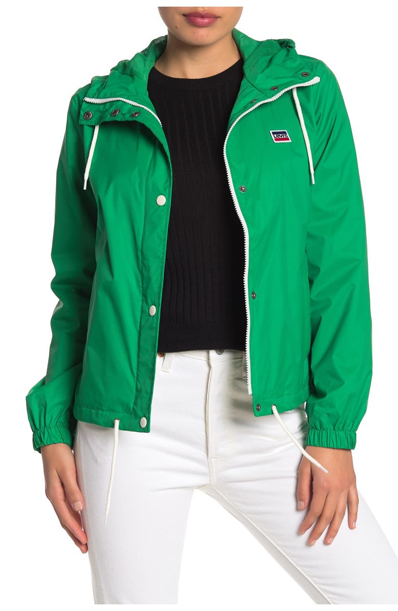 Levi's<sup>®</sup> Hooded Zip Front Windbreaker Jacket, Main, color, 