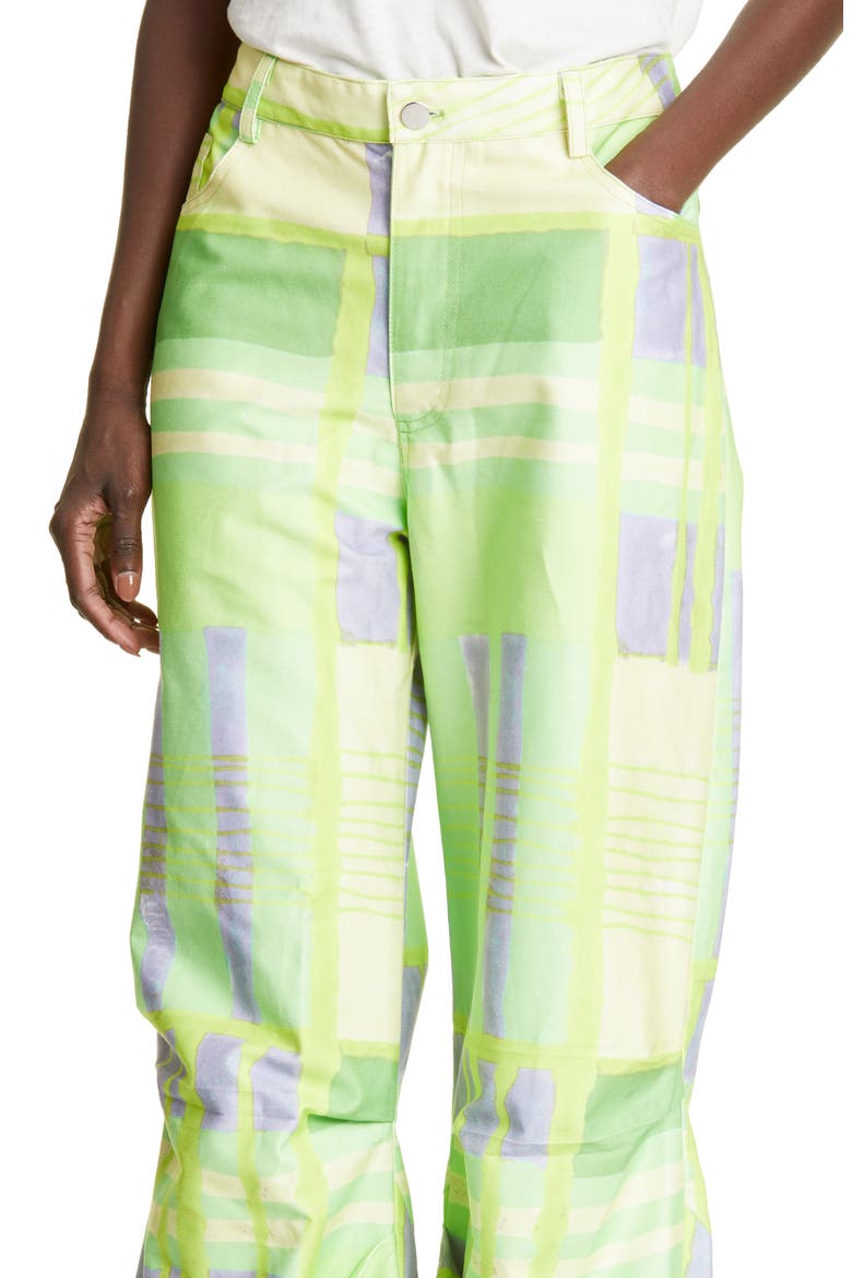 CR8 High Waist Wide Leg Jeans, Alternate, color, LIME PLAID