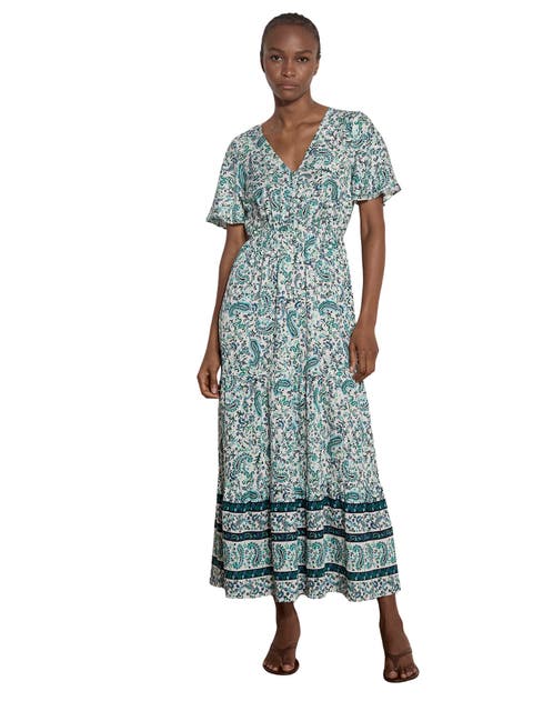 Paisley Border Angel Sleeve Dress