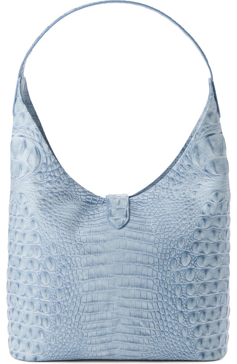 Brahmin Gwynne Croc Embossed Leather Shoulder Bag, Alternate, color, Stonewash