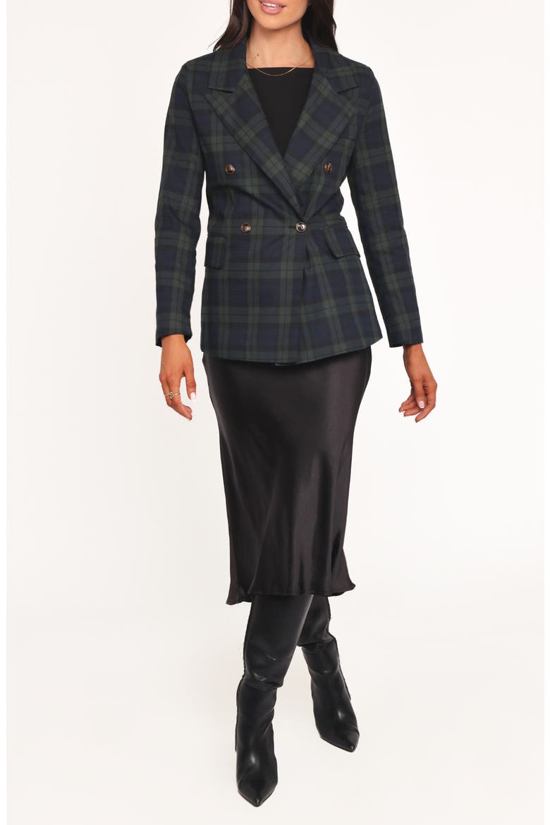 Juliette Plaid Double Breasted Blazer, Alternate, color, GREEN PLAID