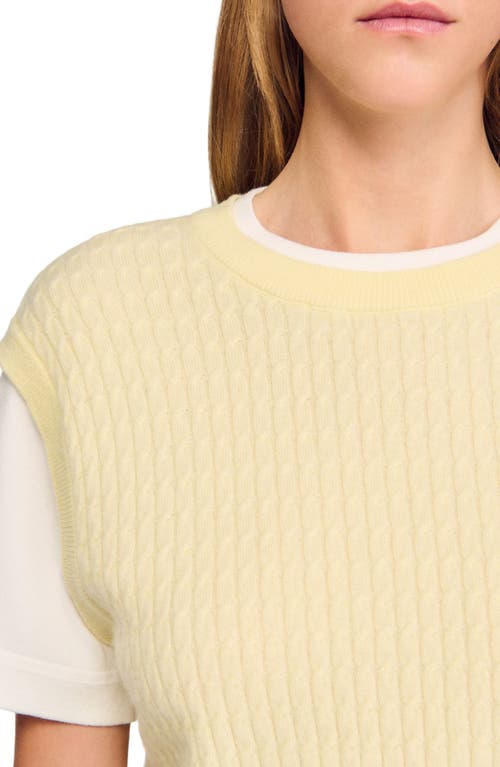Sandro Womens Light Yellow Layered Short-sleeve Knitted Jumper In Multi