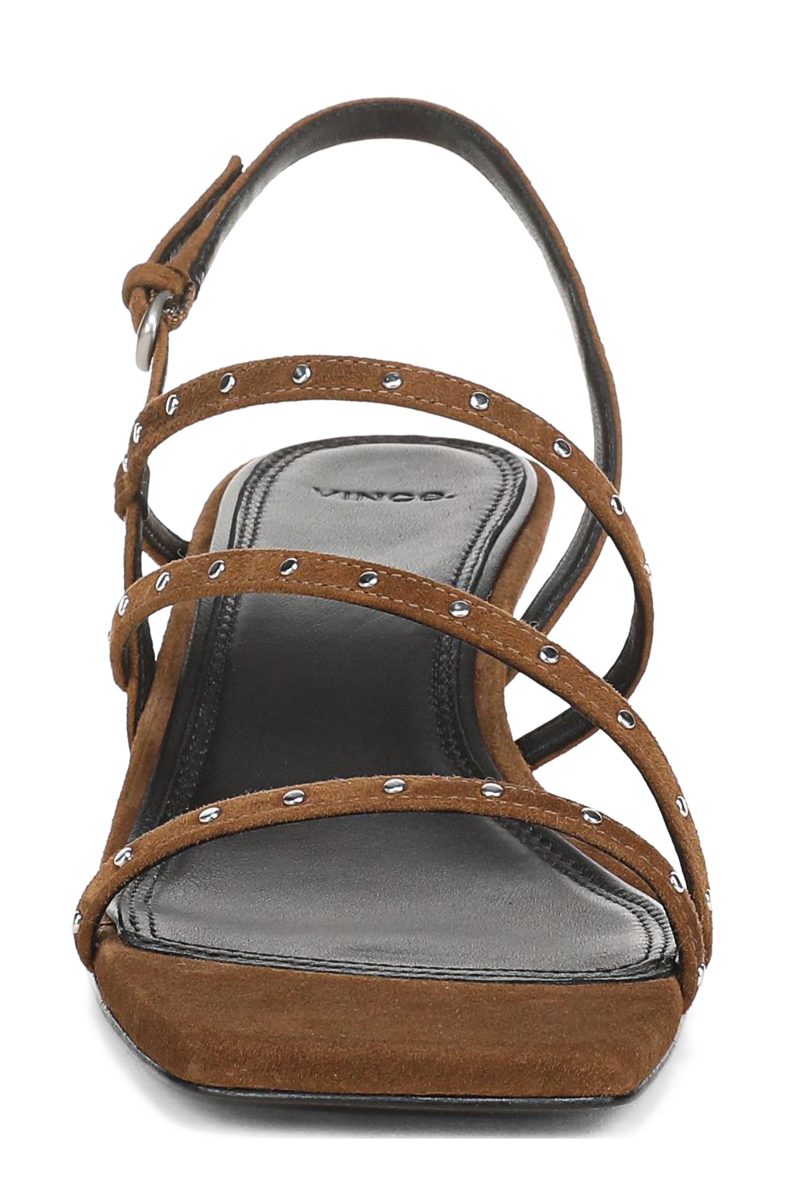 Tania Studded Leather Strappy Sandal, Alternate, color, ELMWOOD