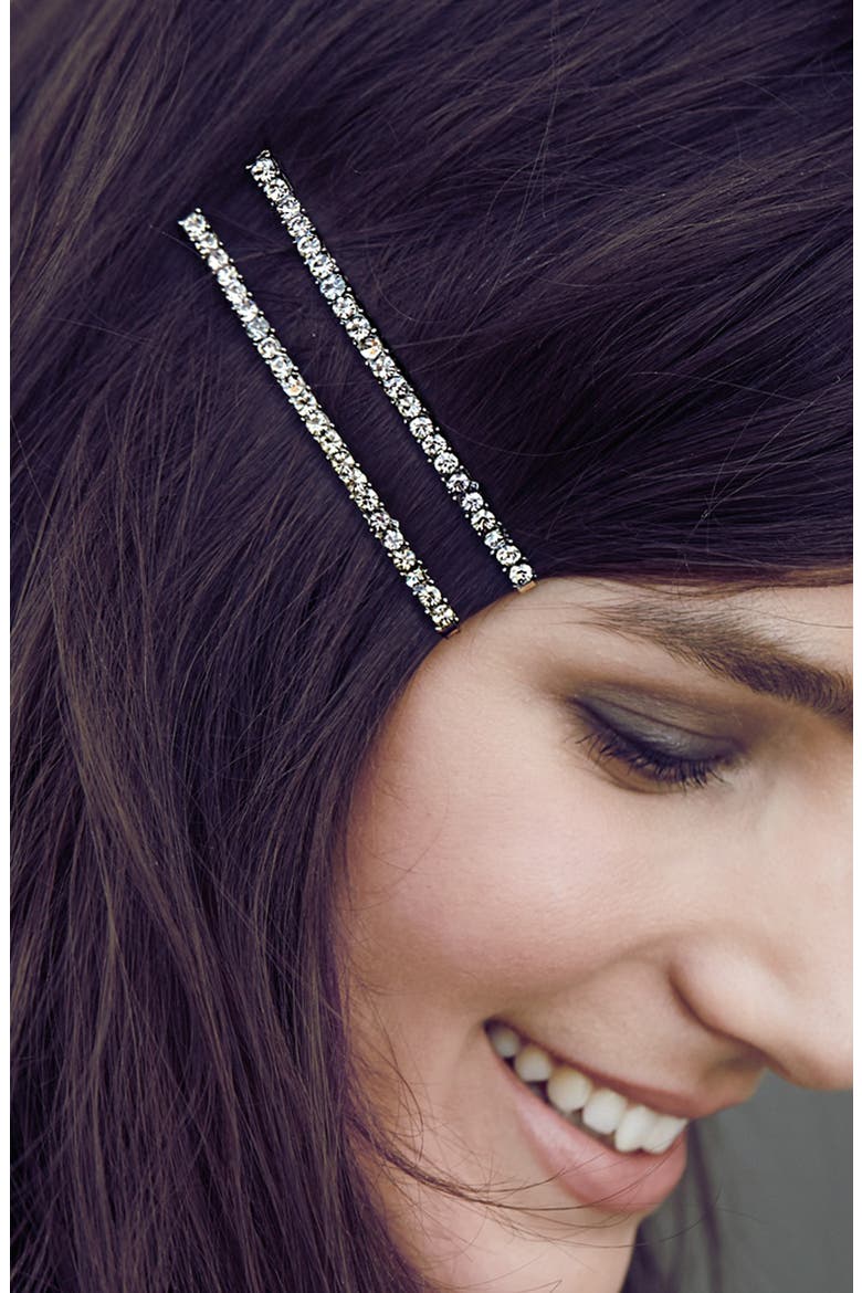 'Glamour' Crystal Bobby Pins, Alternate, color, SILVER