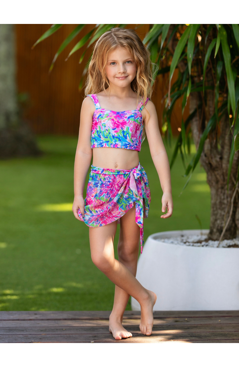 Mia Belle Girls Tropical Bloom Two-Piece Swimsuit, Alternate, color, Pink