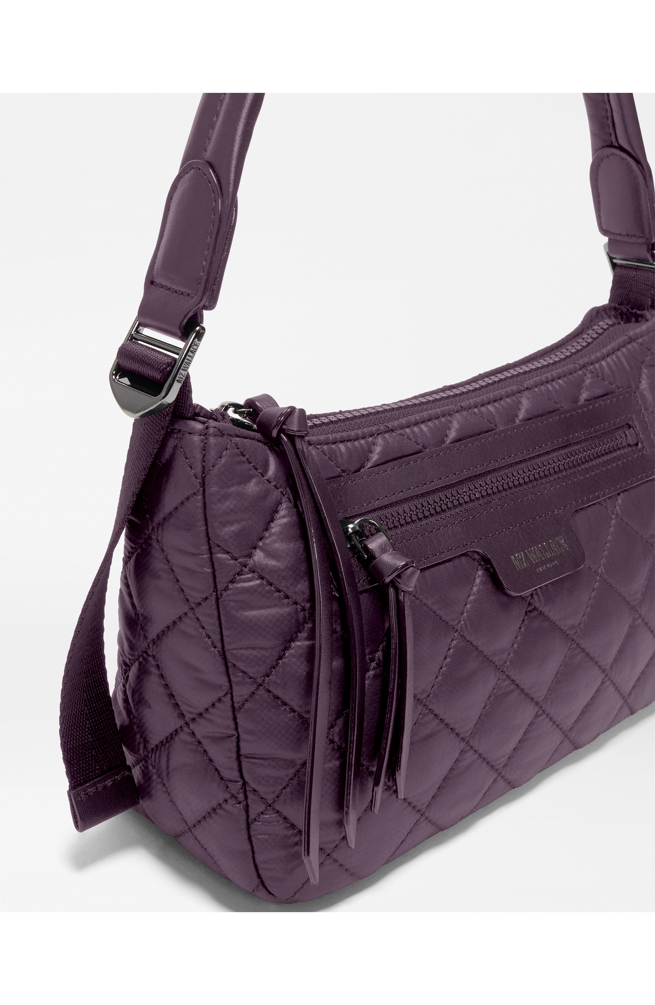 MZ Wallace Small Park Quilted Nylon Shoulder Bag, Alternate, color, Raisin