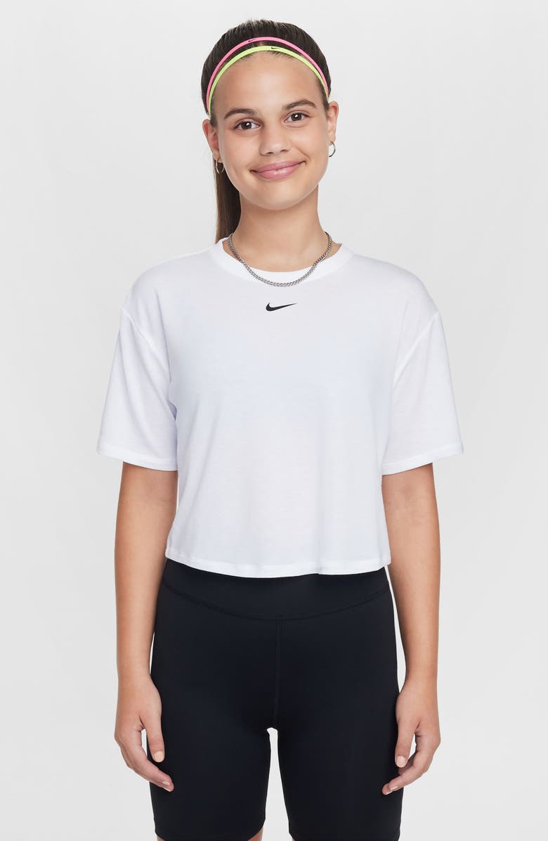 Nike Kids' Sportswear Dri-FIT One T-Shirt, Main, color, White/ Black