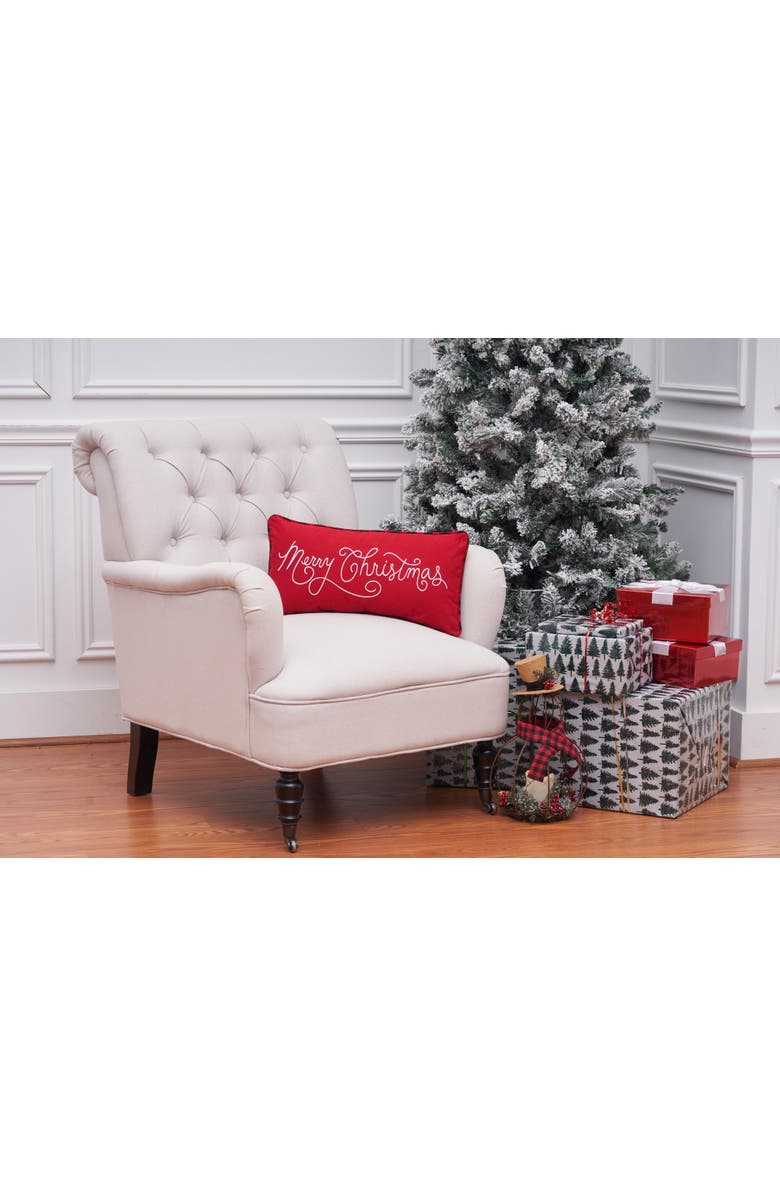 C&F Home Merry Christmas Applique & Embroidered Small/Petite Accent Pillow, 10" x 20", Alternate, color, Red