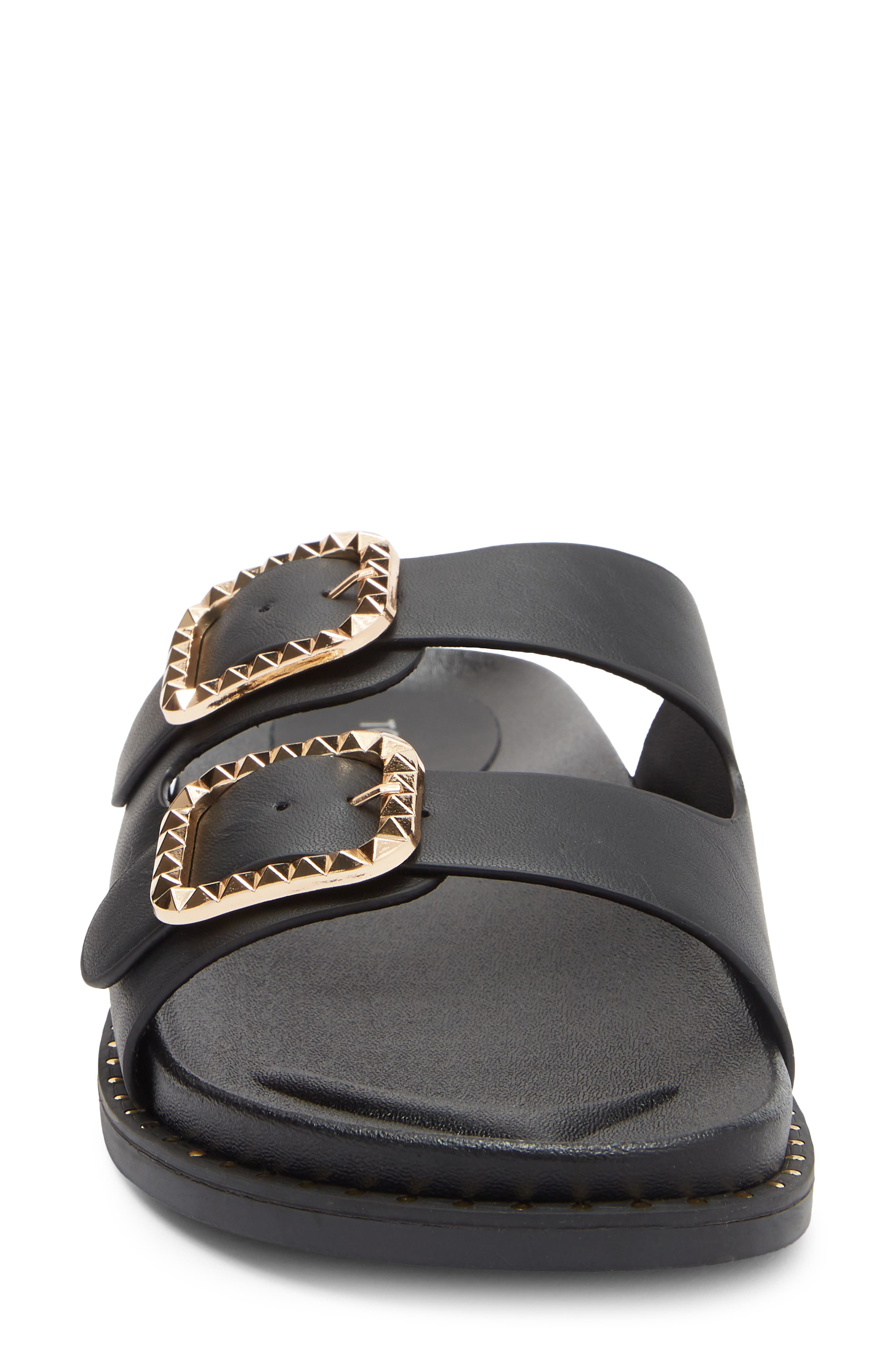 TOP MODA Sailor Double Strap Slide Sandal, Alternate, color, Black