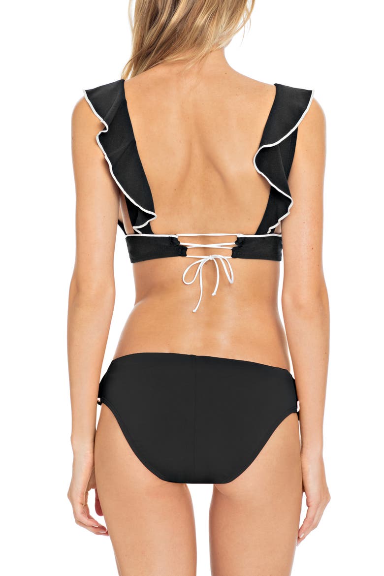 Malia Ruffle Bikini Bottoms, Alternate, color, BLACK/ IVORY