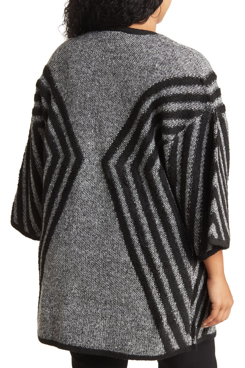 Norwalk Open Patterned Cardigan, Alternate, color, BLACK/ WHITE