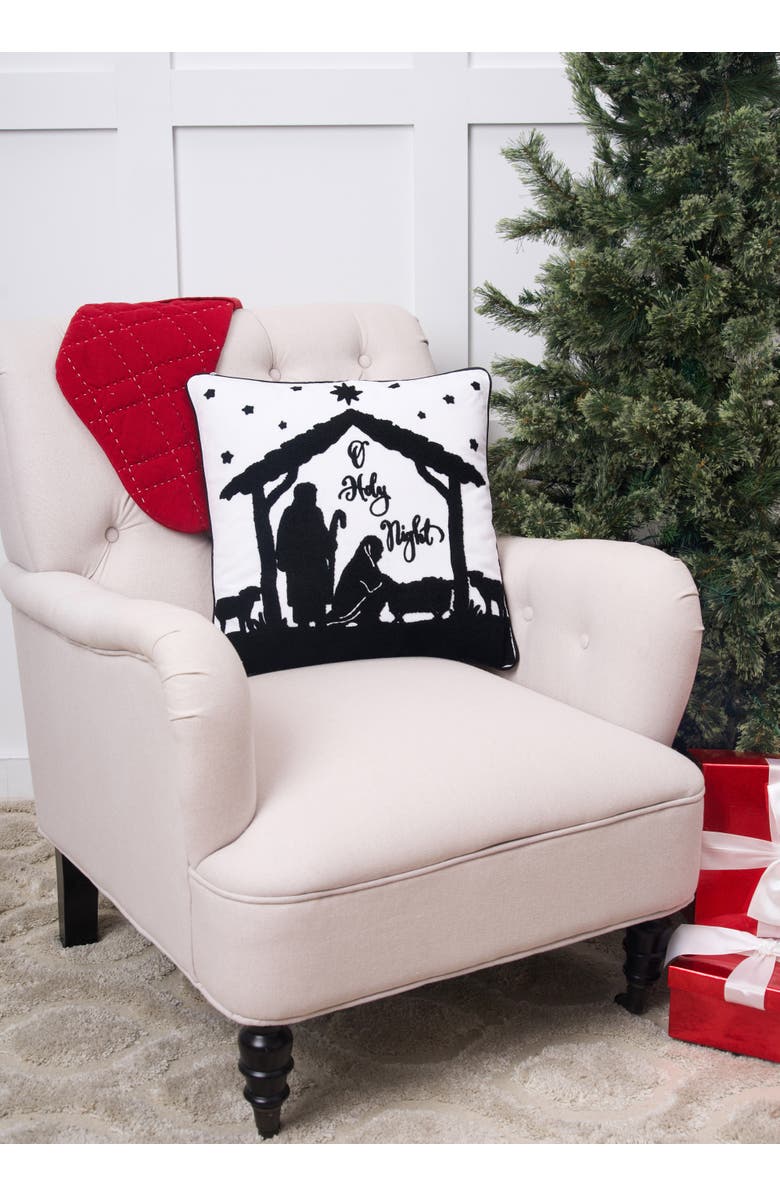 C&F Home "O Holy Night" Christmas Nativity Scene Cotton Blend Tufted Accent Throw Pillow 18" x 18", Alternate, color, 