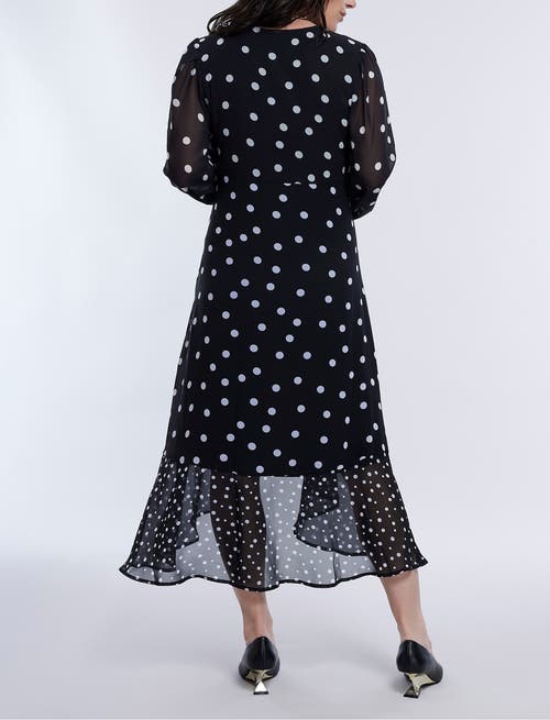 Motherhood Maternity Woven Wrap Long Sleeve Midi Dress In Mixed Dot