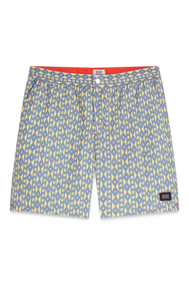 Geo Print Midlength Swim Trunks, Alternate, color, CACTUS STRIPE INFINITY