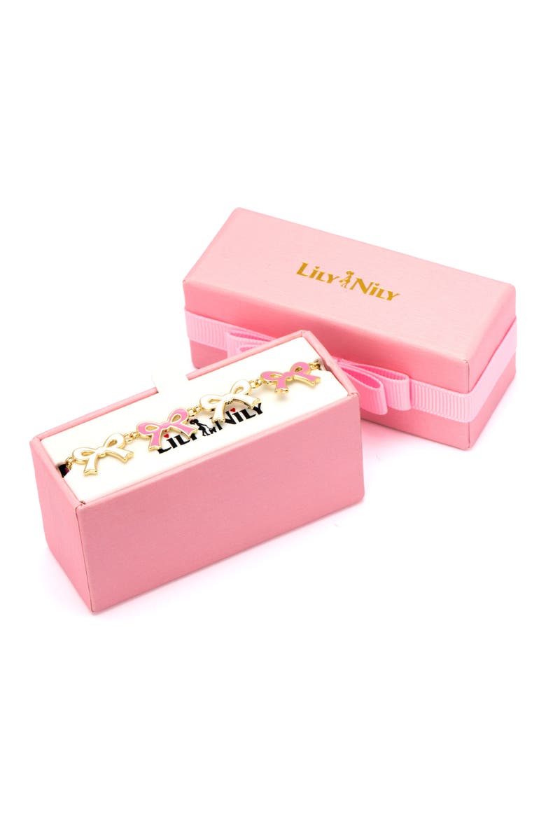 Kids' Flat Bow Bracelet, Alternate, color, PINK/ WHITE
