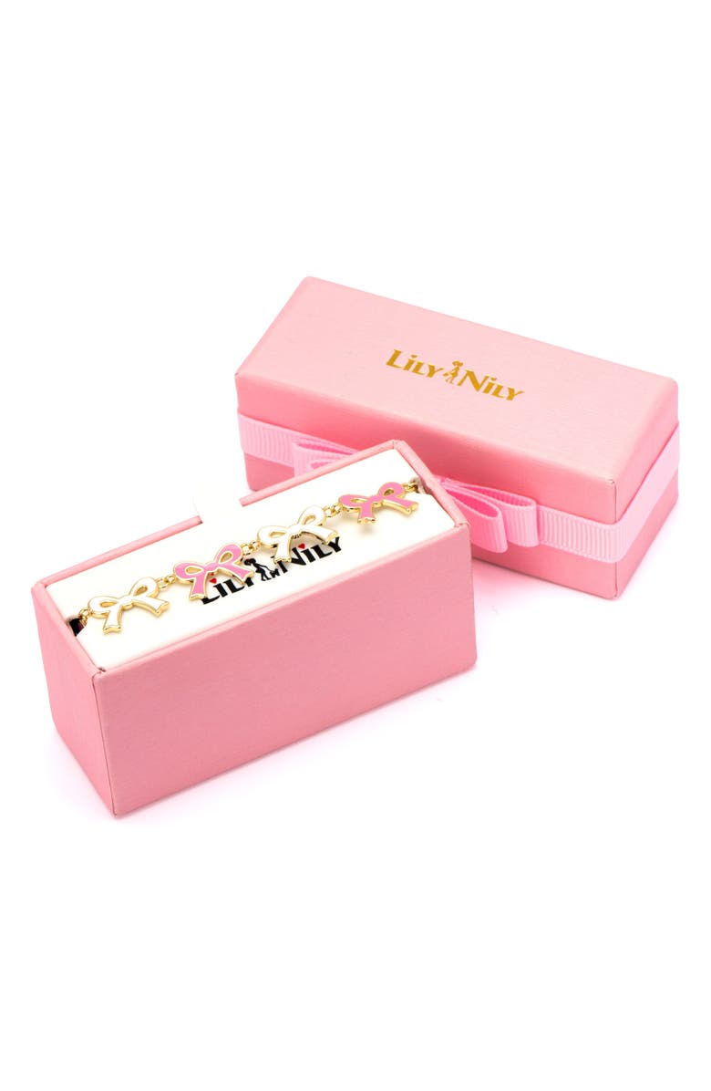 Lily Nily Kids' Flat Bow Bracelet, Alternate, color, Pink/ White
