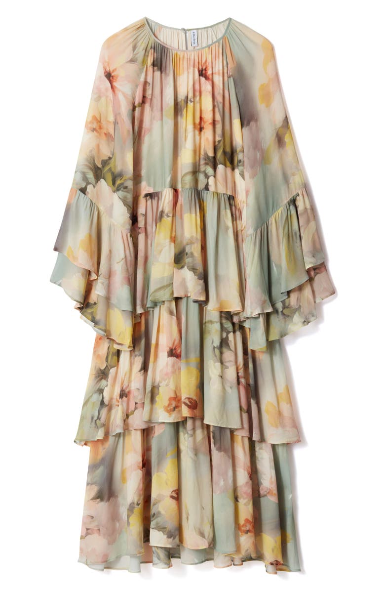 & Other Stories Ruffle Long Sleeve Tiered Maxi Dress, Alternate, color, Mole Dusty Light