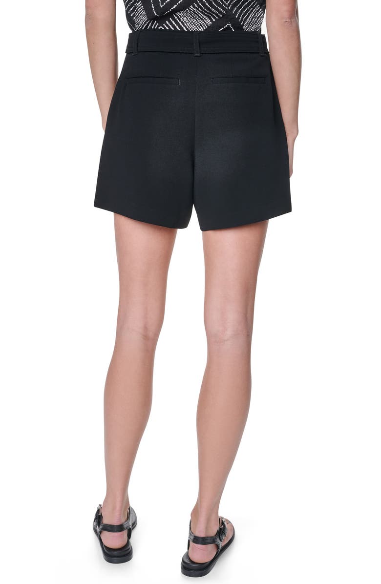 DKNY Belted Crepe Shorts, Alternate, color, Black