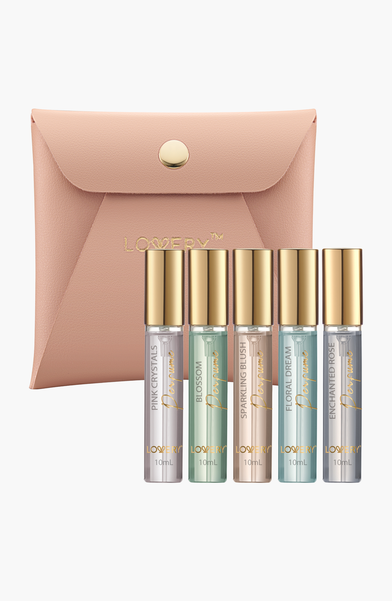 Lovery 5-Piece Assorted Floral Aroma Eau De Toilette Parfum Sprays, Main, color, Peach