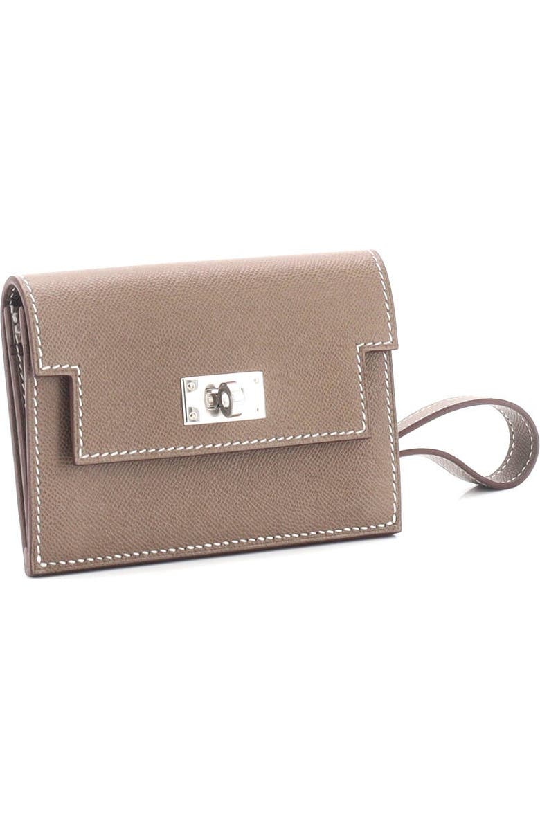 Pre-Owned Hermes Kelly Pocket Slim Wristlet Wallet Madame, Alternate, color, Etoupe
