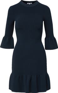 Veronica Beard Portia Rib Bell Sleeve Minidress