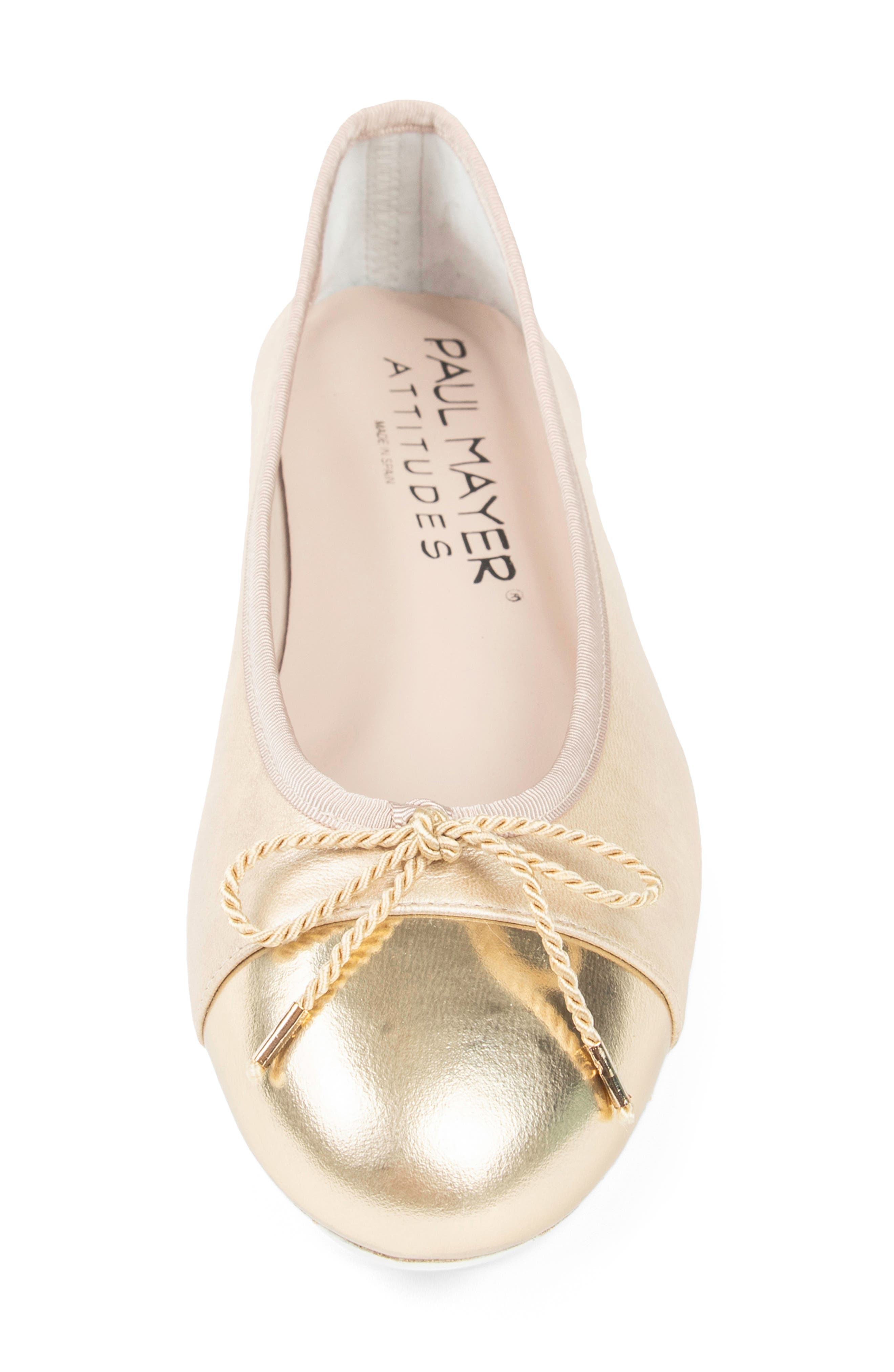 Best Cap Toe Ballet Flat, Alternate, color, GOLD METALLIC