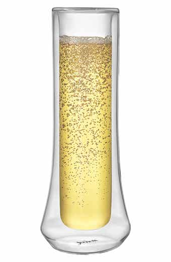 JoyJolt Set of 4 Cosmos Double Wall Bubbles Flute Glass