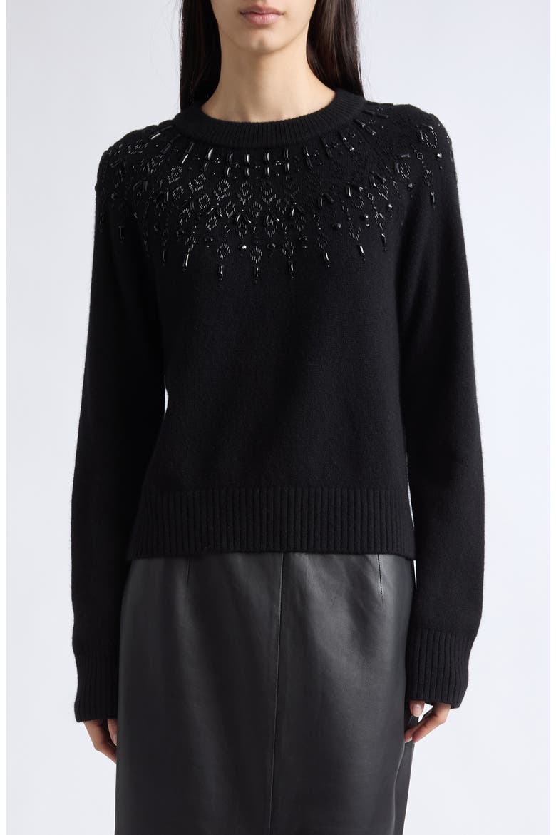 Harold Embellished Wool Sweater, Main, color, BLACK