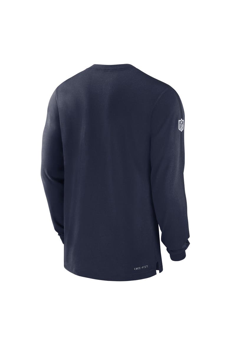 Men's Nike Navy Dallas Cowboys 2024/25 Sideline Player Tri-Blend Performance Long Sleeve T-Shirt, Alternate, color, Navy