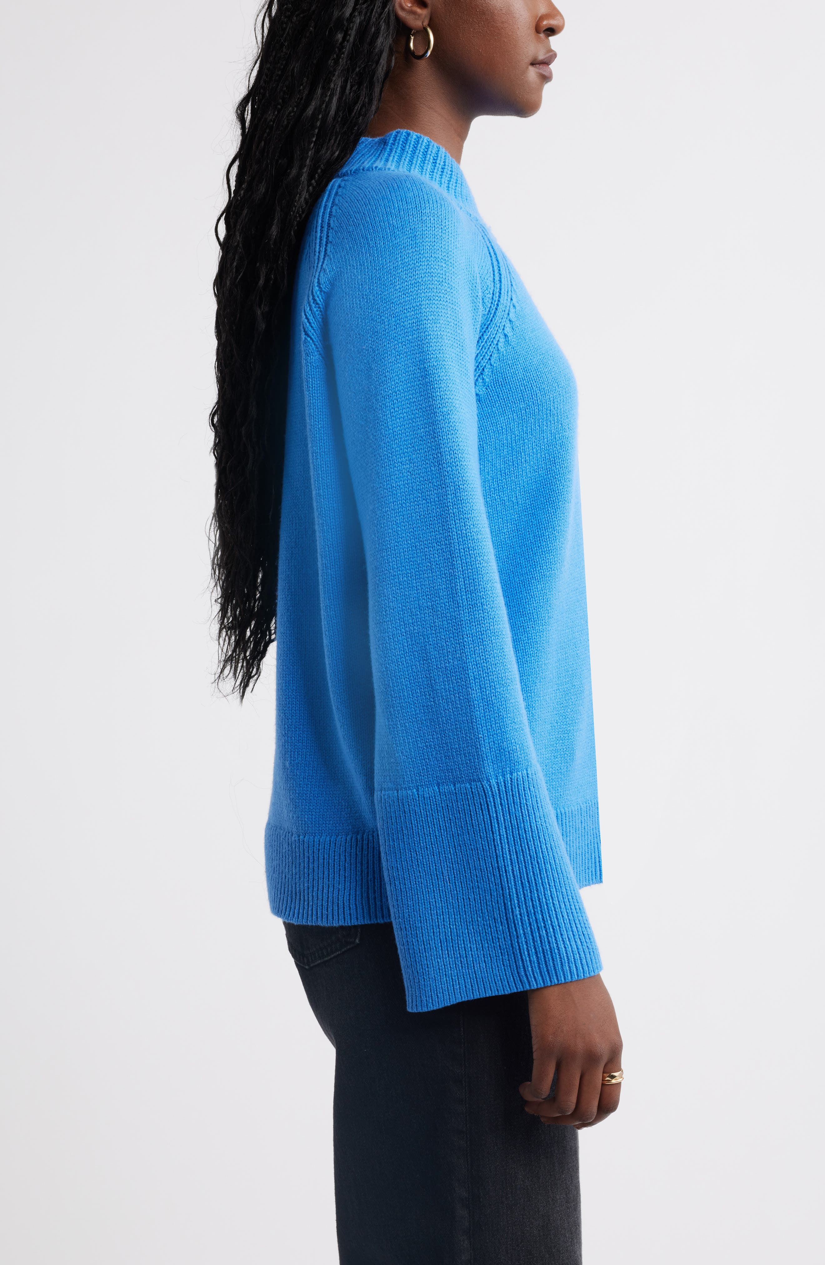 Женские свитеры Caslon® Bell Sleeve Mock Neck Merino Wool & Cotton Sweater — фото 4