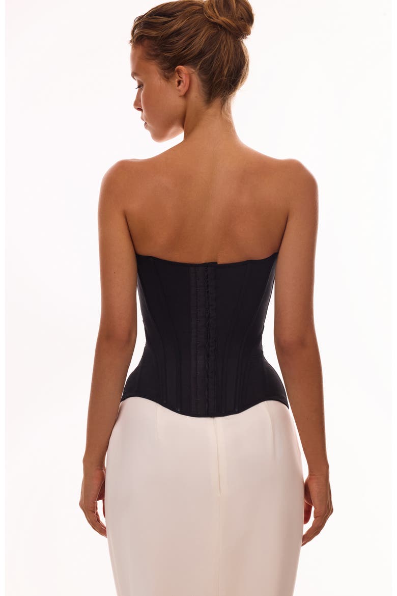 Fitted Heart-Shaped Low-Waist Structured Corset in Black, Alternate, color, Black