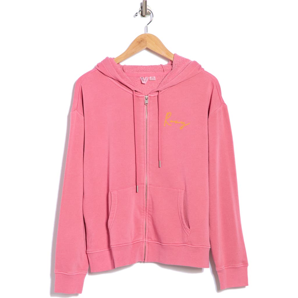 Roxy Variegated Palm Fleece Zip Hoodie In Pink