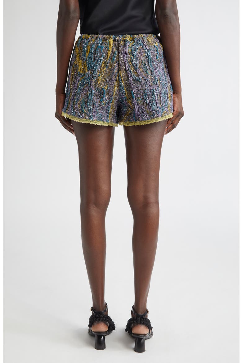 Pinky Embellished Abstract Jacquard Shorts, Alternate, color, YELLOW